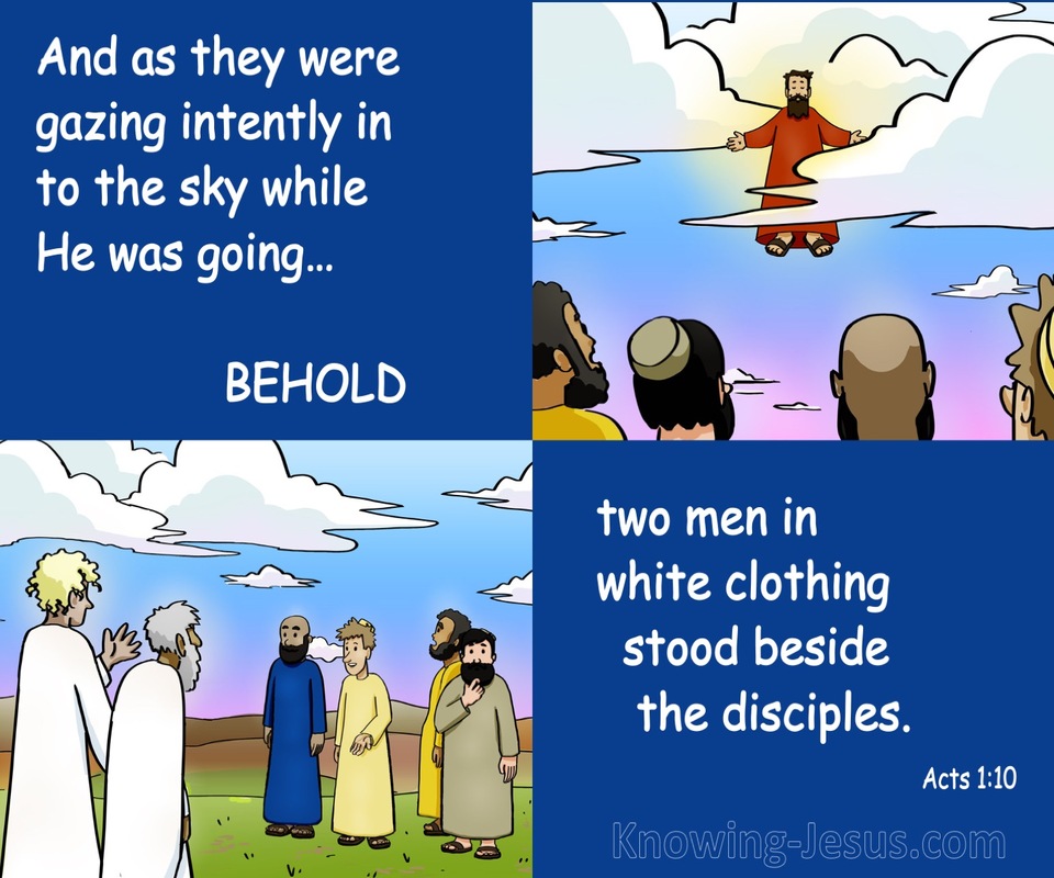 Acts 1:10 Behold Two Men In White Clothing (blue)